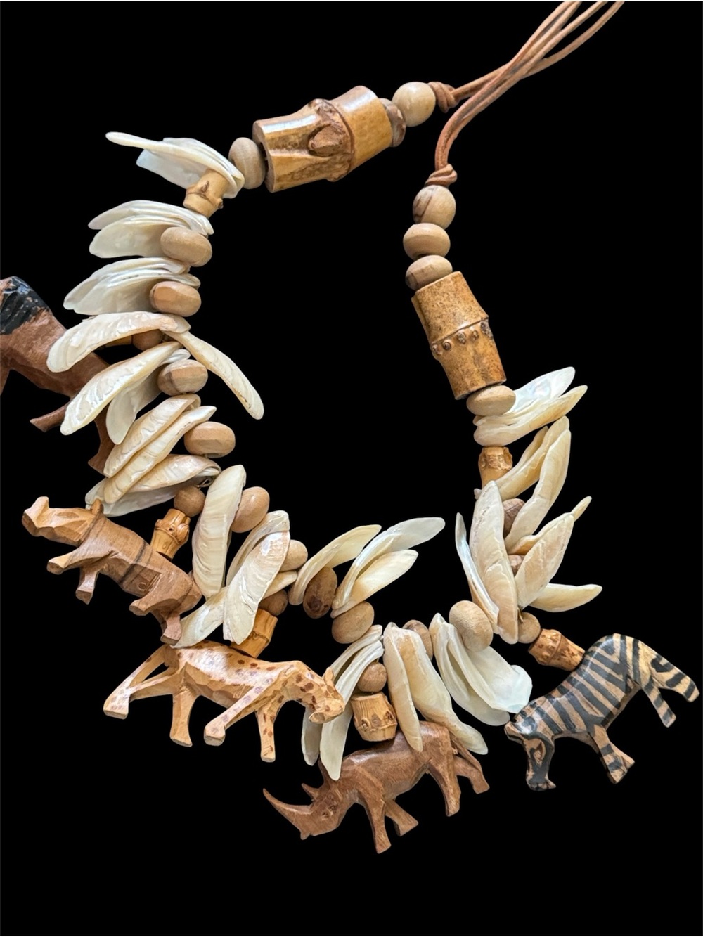 Vintage Wood Safari Animal Necklace